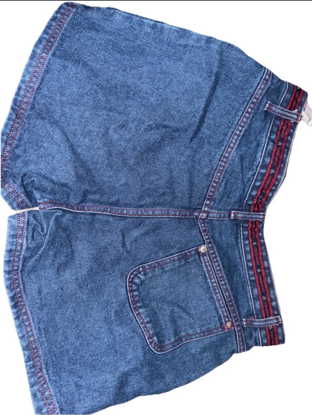 Y2K Denim Shorts‎ Red Contrast Stitch Low Rise Size 11